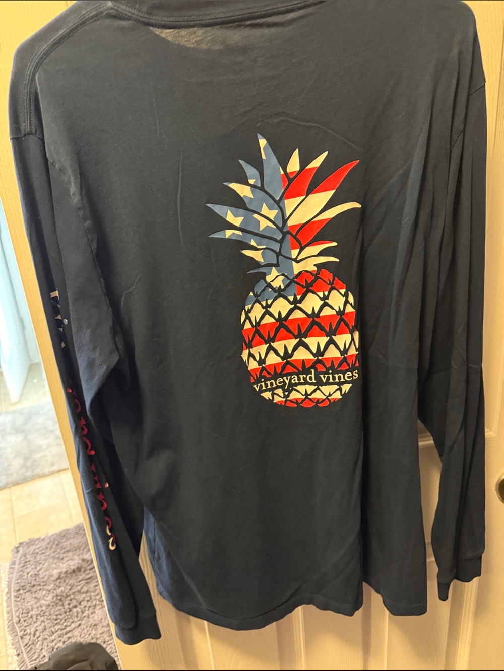 Vineyard Vines Black Long-Sleeve Pocket Tee with Multicolor Pineapple - Picture 2 of 2